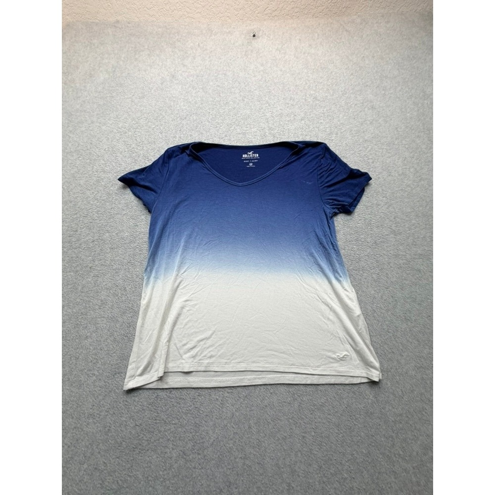 Hollister Must-Have Collection Easy T-Shirt Blue White Ombre V-Neck XS